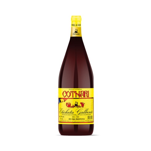 18-000200 Vin rosu eticheta galbena demidulce Cotnari  1.5
