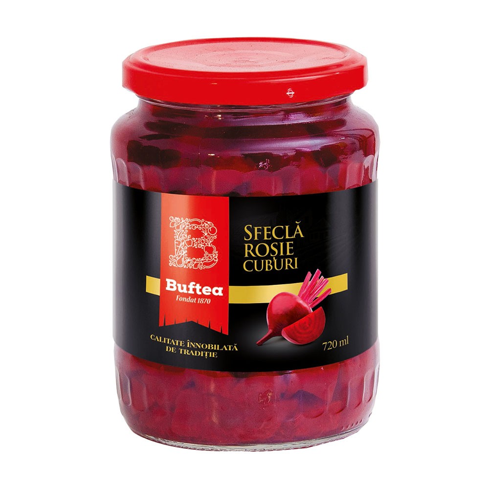 05-000525  Sfecla rosie cuburi Buftea (720ml) -6und